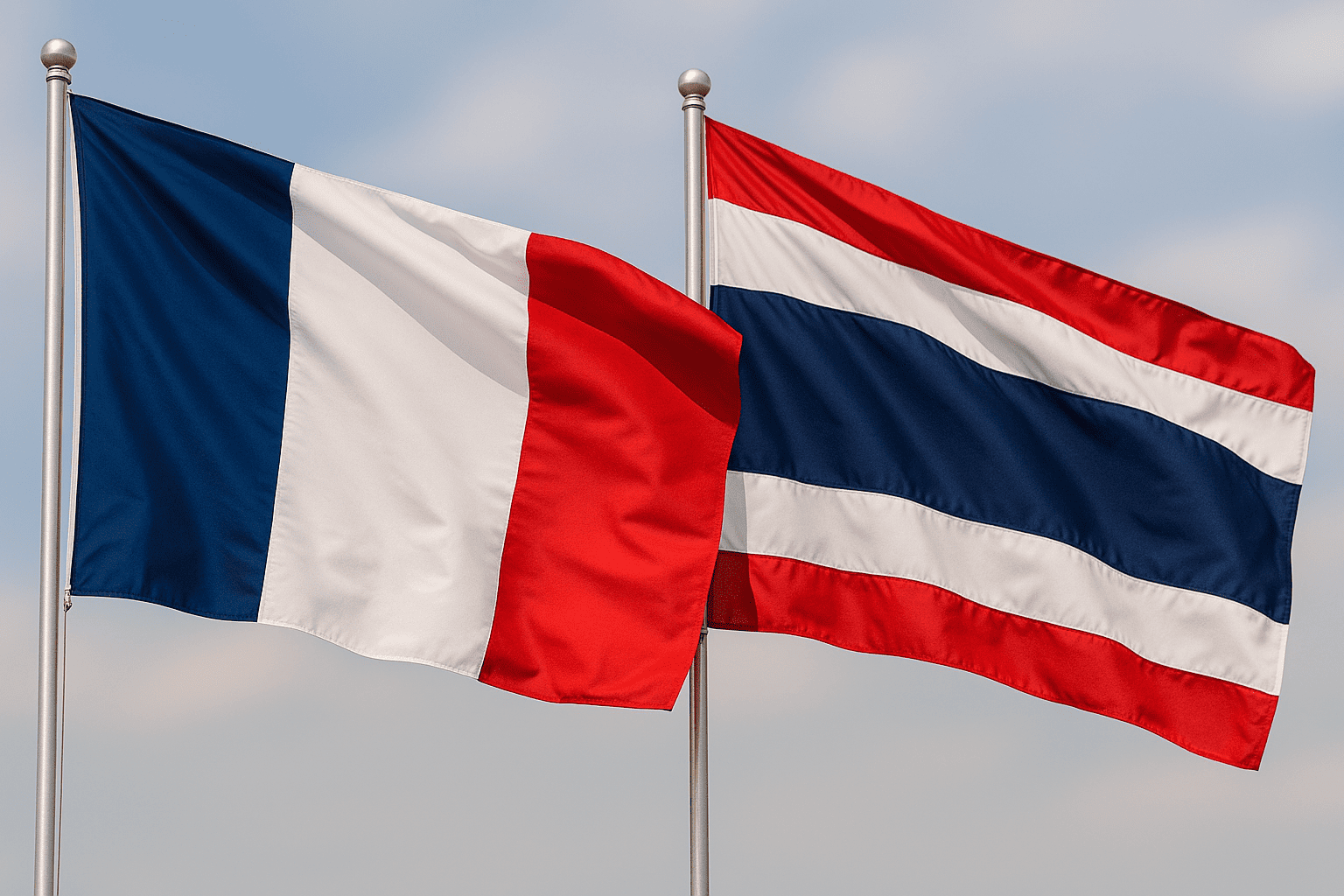 ธงฝรั่งเศสและธงไทย – สะพานเชื่อม PIKANA